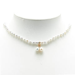 リボン モチーフ ネックレス シルバー ゴールド パール K18 ゴールド レディース 【中古】