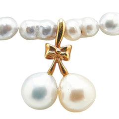 リボン モチーフ ネックレス シルバー ゴールド パール K18 ゴールド レディース 【中古】