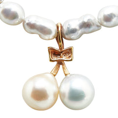 リボン モチーフ ネックレス シルバー ゴールド パール K18 ゴールド レディース 【中古】