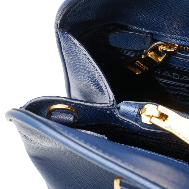 プラダ 三角ロゴプレート ショルダーバッグ ハンドバッグ 2WAY BN2567 ブルー サフィアーノレザー レディース PRADA 【中古】