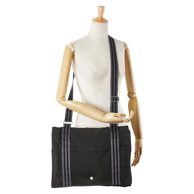 エルメス フールトゥ バサスMM 斜め掛け ショルダーバッグ メッセンジャーバッグ ブラック キャンバス レディース HERMES 【中古】