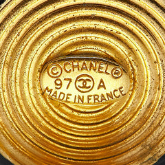 シャネル ヴィンテージ ココマーク ラウンド イヤリング ブラック ゴールド メッキ レディース CHANEL 【中古】