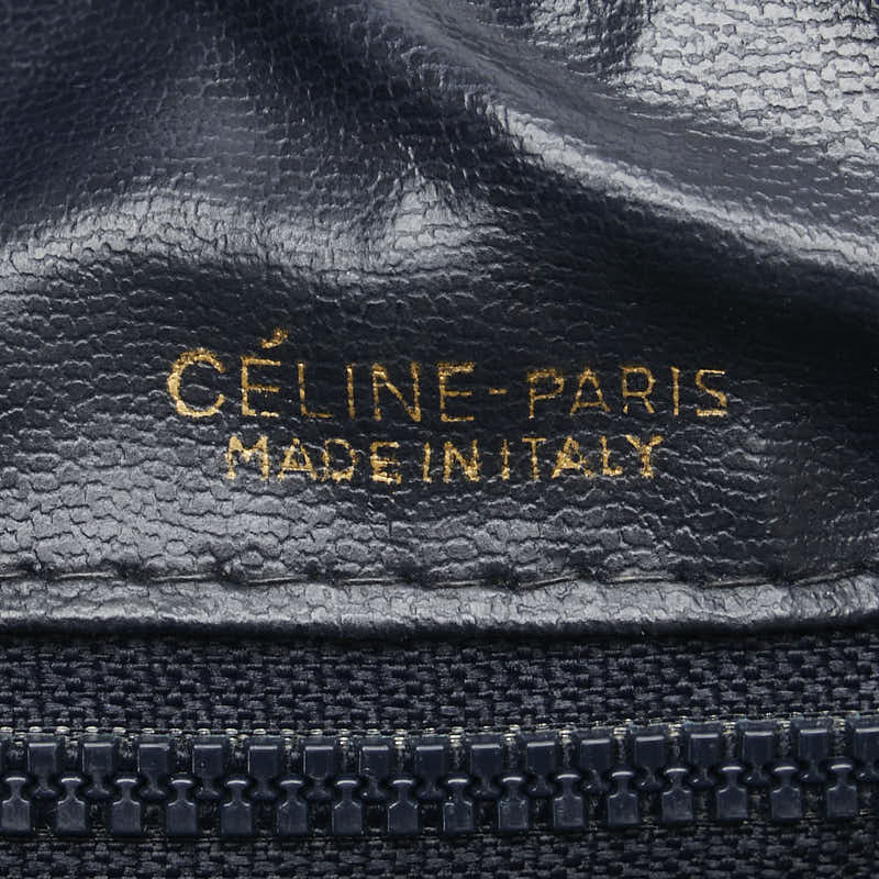 セリーヌ Cマカダム ハンドバッグ ミニボストンバッグ ネイビー キャンバス レザー レディース CELINE 【中古】
