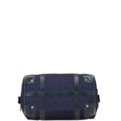 セリーヌ Cマカダム ハンドバッグ ミニボストンバッグ ネイビー キャンバス レザー レディース CELINE 【中古】