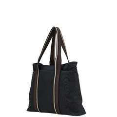 エルメス トロカホリゾンタルMM ハンドバッグ ブラック キャンバス レザー レディース HERMES 【中古】