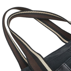 エルメス トロカホリゾンタルMM ハンドバッグ ブラック キャンバス レザー レディース HERMES 【中古】