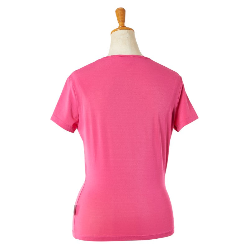 ヴェルサーチェ JEANS COUTURE ハイビスカス Ｔシャツ サイズ:S ピンク マルチカラー ポリエステル レディース VERSACE 【中古】