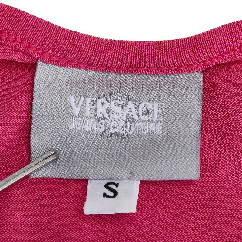 ヴェルサーチェ JEANS COUTURE ハイビスカス Ｔシャツ サイズ:S ピンク マルチカラー ポリエステル レディース VERSACE 【中古】