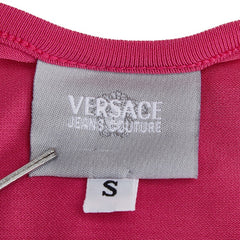 ヴェルサーチェ JEANS COUTURE ハイビスカス Ｔシャツ サイズ:S ピンク マルチカラー ポリエステル レディース VERSACE 【中古】