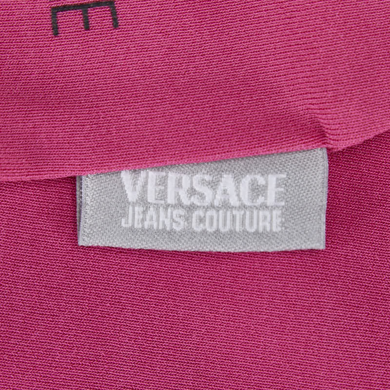 ヴェルサーチェ JEANS COUTURE ハイビスカス Ｔシャツ サイズ:S ピンク マルチカラー ポリエステル レディース VERSACE 【中古】