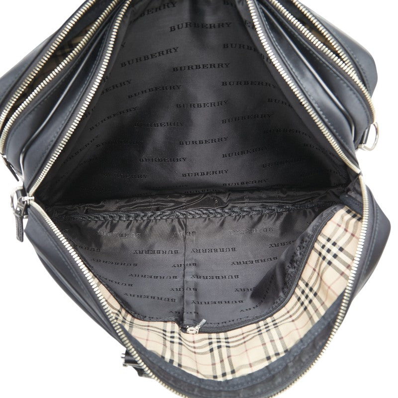 バーバリー ノバチェック ビジネスバッグ ショルダーバッグ 2WAY ブラック ナイロン レザー レディース BURBERRY 【中古】