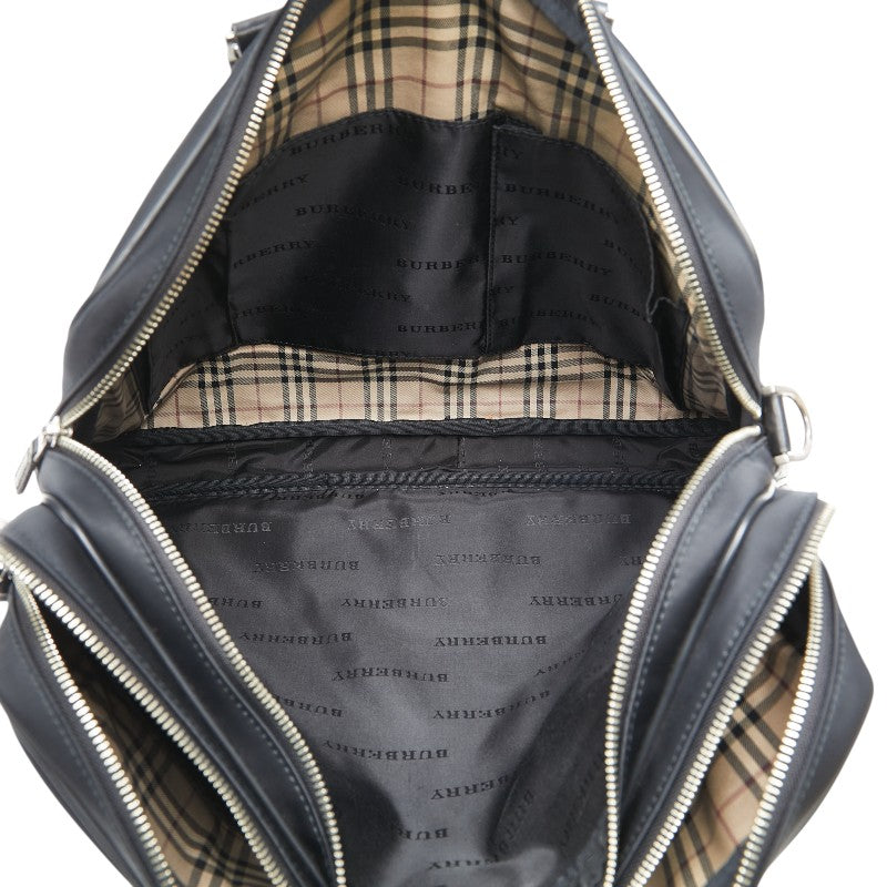 バーバリー ノバチェック ビジネスバッグ ショルダーバッグ 2WAY ブラック ナイロン レザー レディース BURBERRY 【中古】
