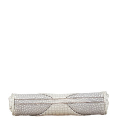 ジョルジオアルマーニ クロコ型押し クラッチバッグ グレー ブラック レザー レディース GIORGIO ARMANI 【中古】