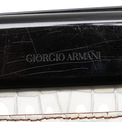 ジョルジオアルマーニ クロコ型押し クラッチバッグ グレー ブラック レザー レディース GIORGIO ARMANI 【中古】