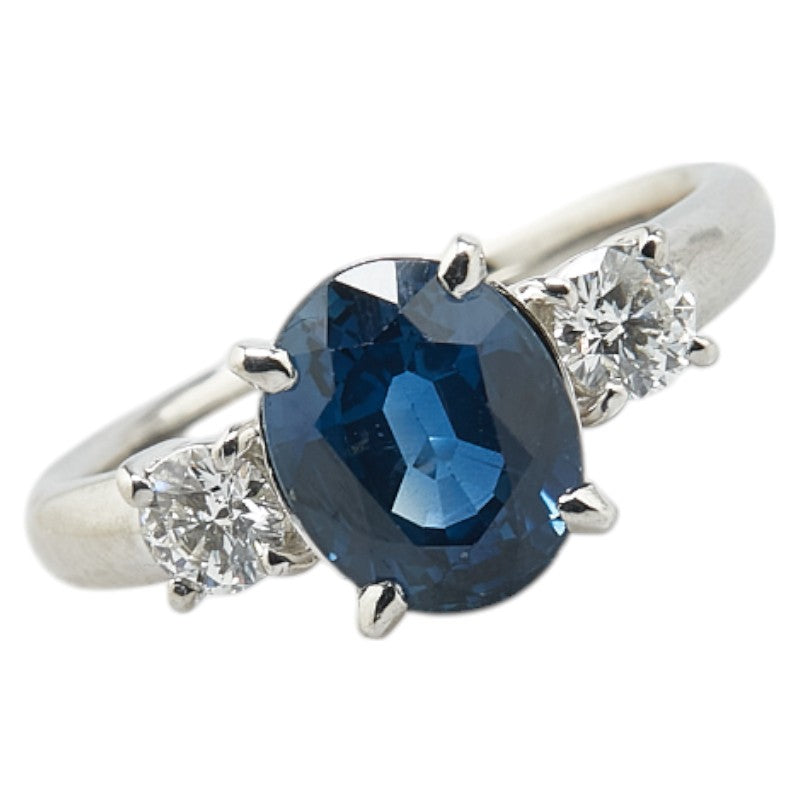 Pt900 プラチナ サファイア3.55ct ダイヤ0.468ct リング 指輪 レディース 16号 【中古】