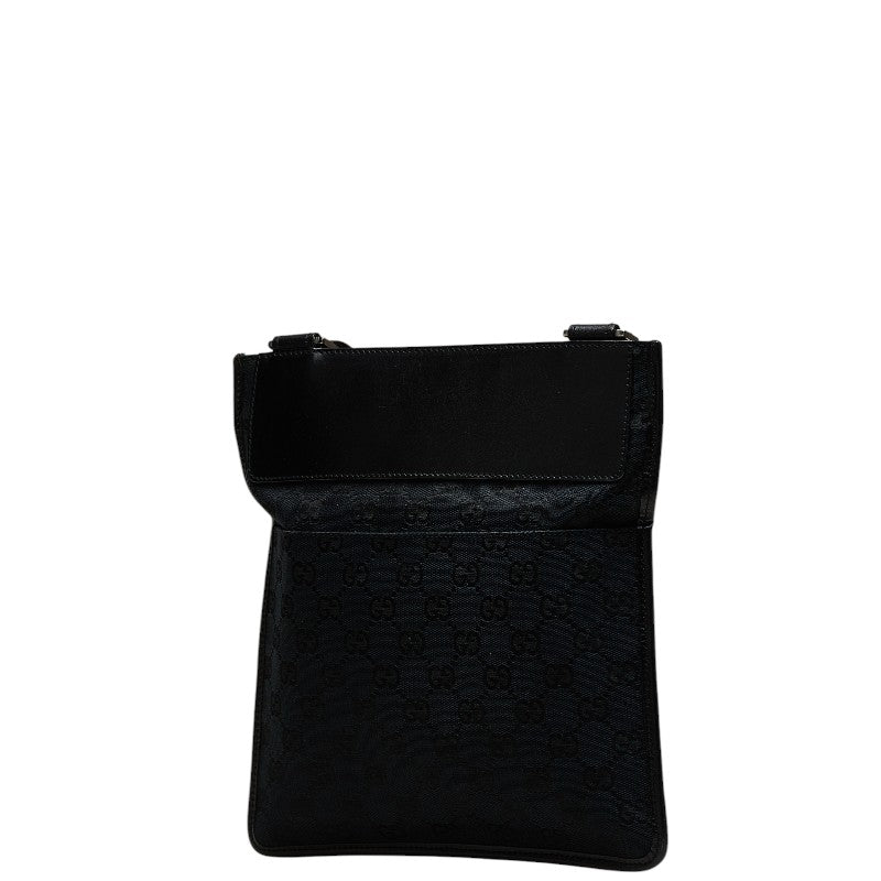 グッチ GGキャンバス ショルダーバッグ 019 0343 200047 ネイビー ブラック キャンバス レザー レディース GUCCI 【中古】