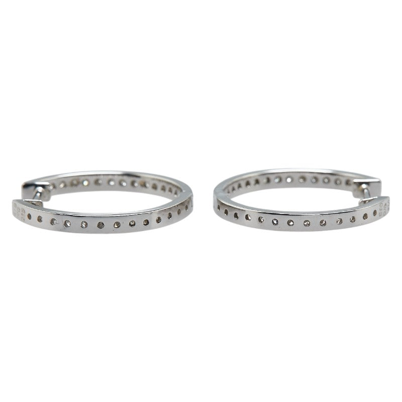 K18WG ホワイトゴールド ダイヤ0.30ct フープ ピアス レディース 【中古】