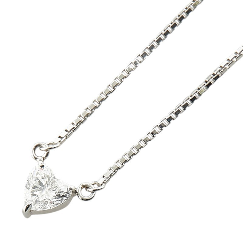 Pt850 プラチナ ダイヤ0.56ct ハート モチーフ ペンダントネックレス レディース 【中古】