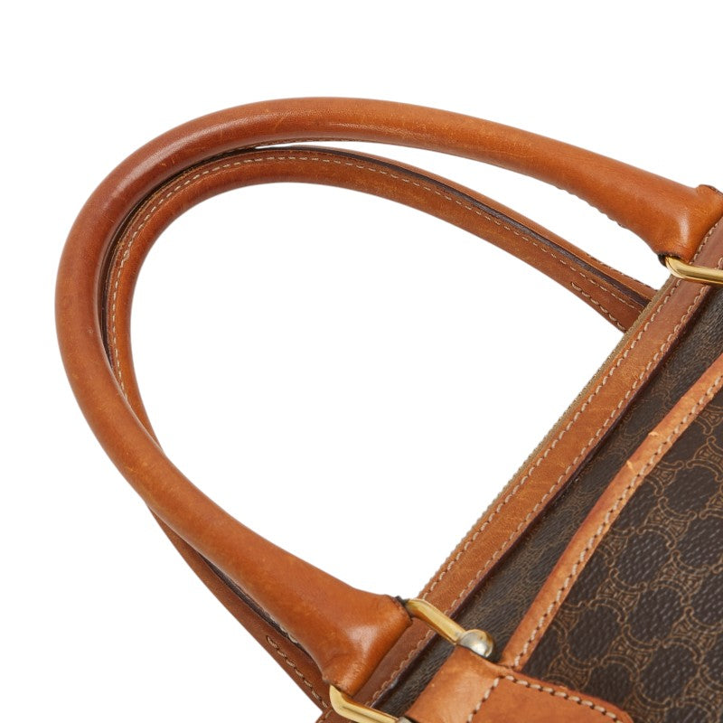 セリーヌ マカダム ハンドバッグ ブラウン PVC レザー レディース CELINE 【中古】