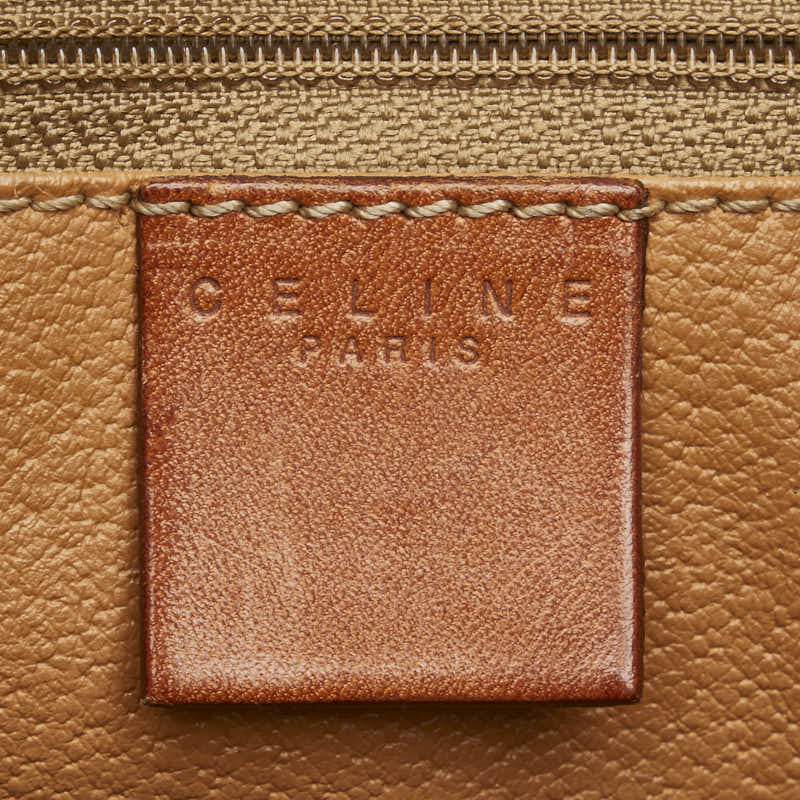 セリーヌ マカダム ハンドバッグ ブラウン PVC レザー レディース CELINE 【中古】