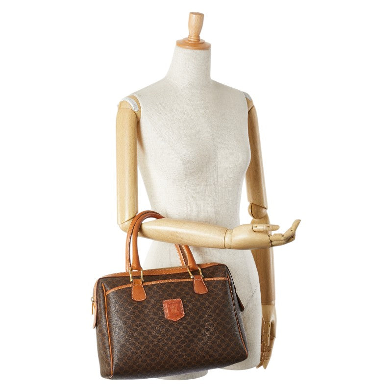 セリーヌ マカダム ハンドバッグ ブラウン PVC レザー レディース CELINE 【中古】