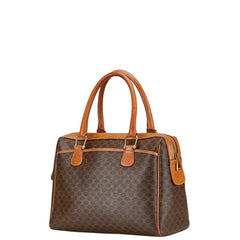 セリーヌ マカダム ハンドバッグ ブラウン PVC レザー レディース CELINE 【中古】