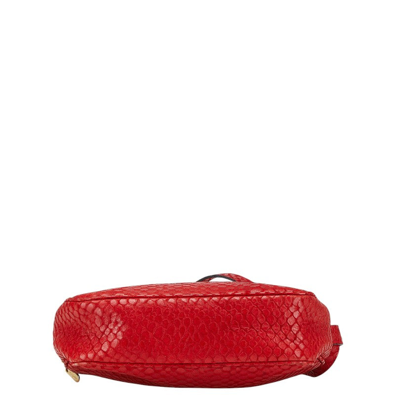 サルヴァトーレフェラガモ 型押し 斜め掛け ショルダーバッグ レッド レザー レディース Salvatore Ferragamo 【中古】