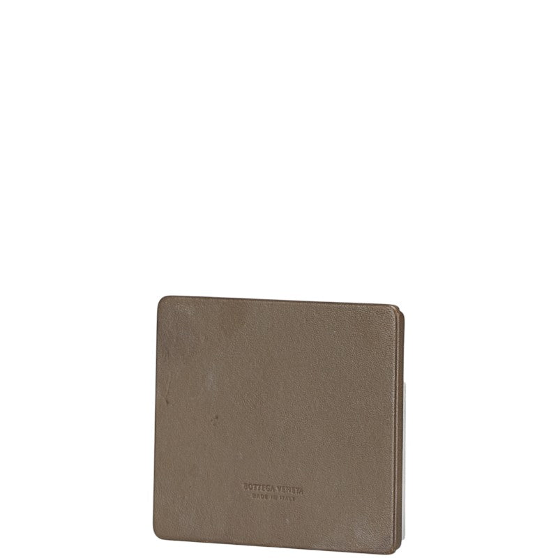 ボッテガヴェネタ コンパクトミラー 手鏡 グレー グレージュ レザー レディース BOTTEGAVENETA 【中古】