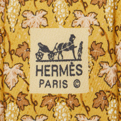 エルメス ぶどう 葡萄 ネクタイ イエロー ブラウン マルチカラー シルク メンズ HERMES 【中古】