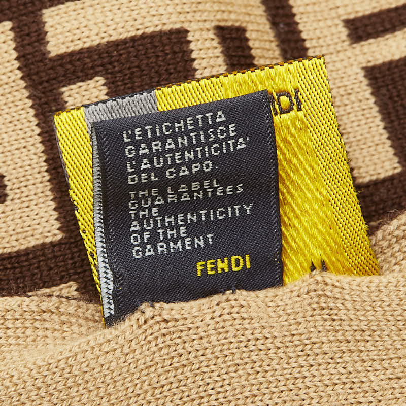 フェンディ ズッカ マフラー ブラウン ベージュ ウール レディース FENDI 【中古】
