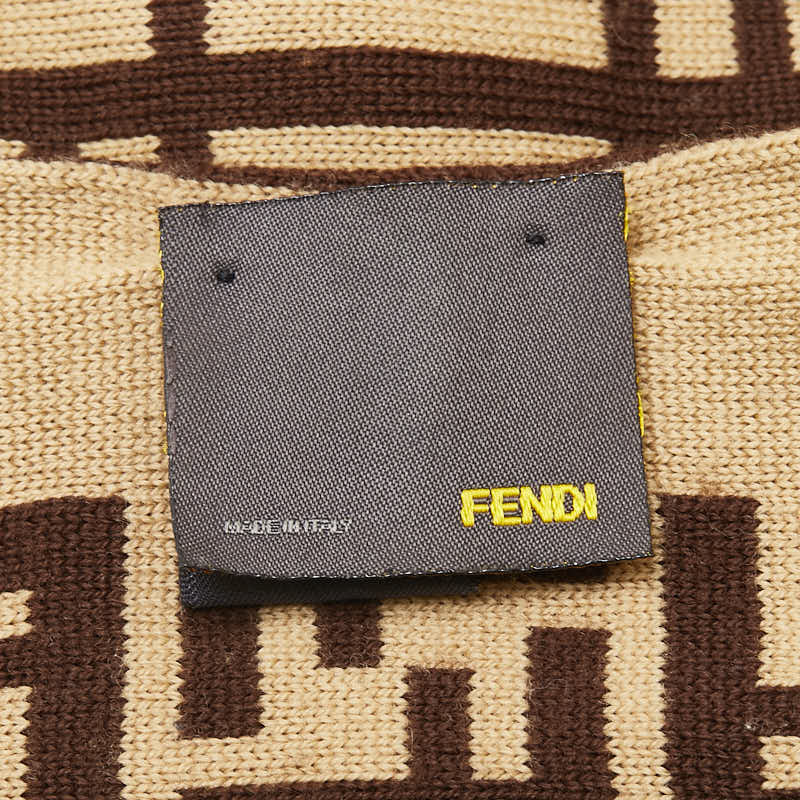 フェンディ ズッカ マフラー ブラウン ベージュ ウール レディース FENDI 【中古】