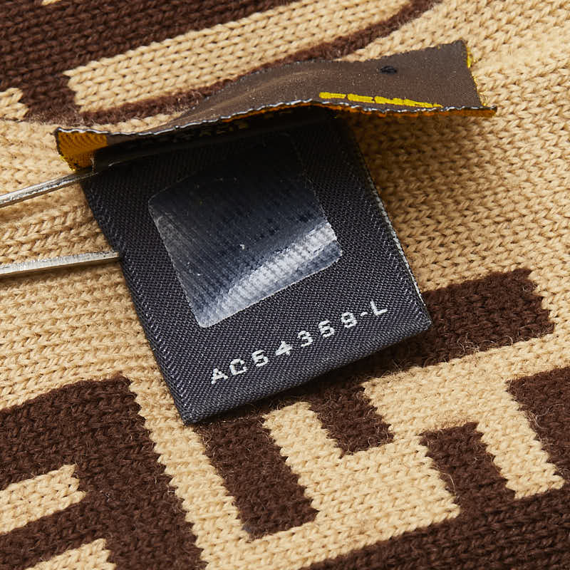 フェンディ ズッカ マフラー ブラウン ベージュ ウール レディース FENDI 【中古】