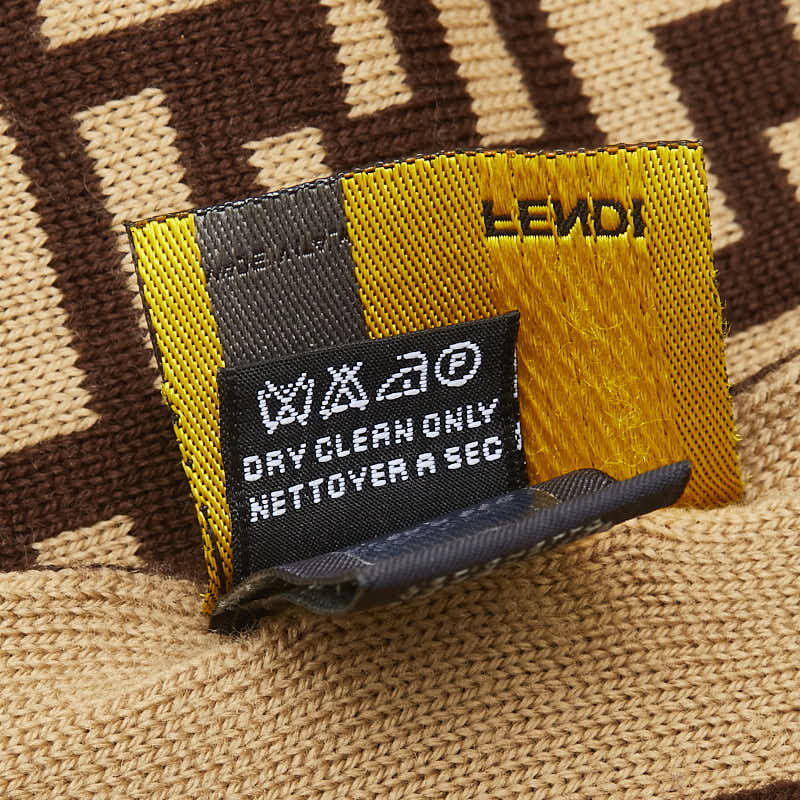 フェンディ ズッカ マフラー ブラウン ベージュ ウール レディース FENDI 【中古】