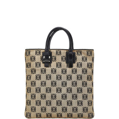 ロエベ アナグラム トートバッグ ハンドバッグ ベージュ キャンバス レザー レディース LOEWE 【中古】