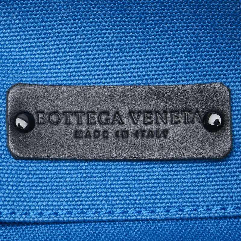 ボッテガヴェネタ イントレチャート トートバッグ ブルー キャンバス レザー レディース BOTTEGAVENETA 【中古】