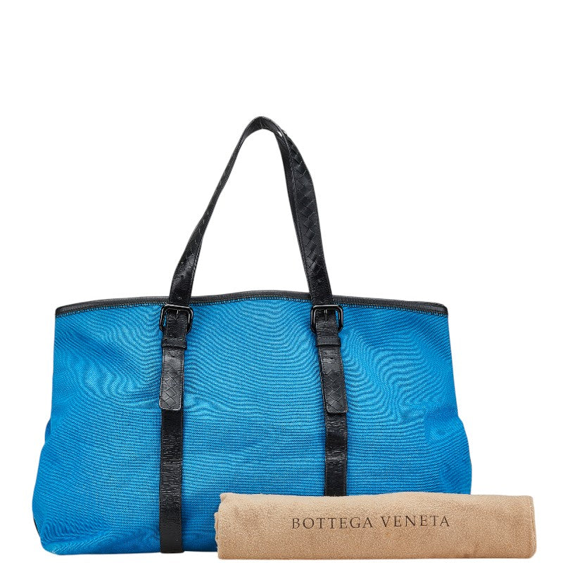 ボッテガヴェネタ イントレチャート トートバッグ ブルー キャンバス レザー レディース BOTTEGAVENETA 【中古】