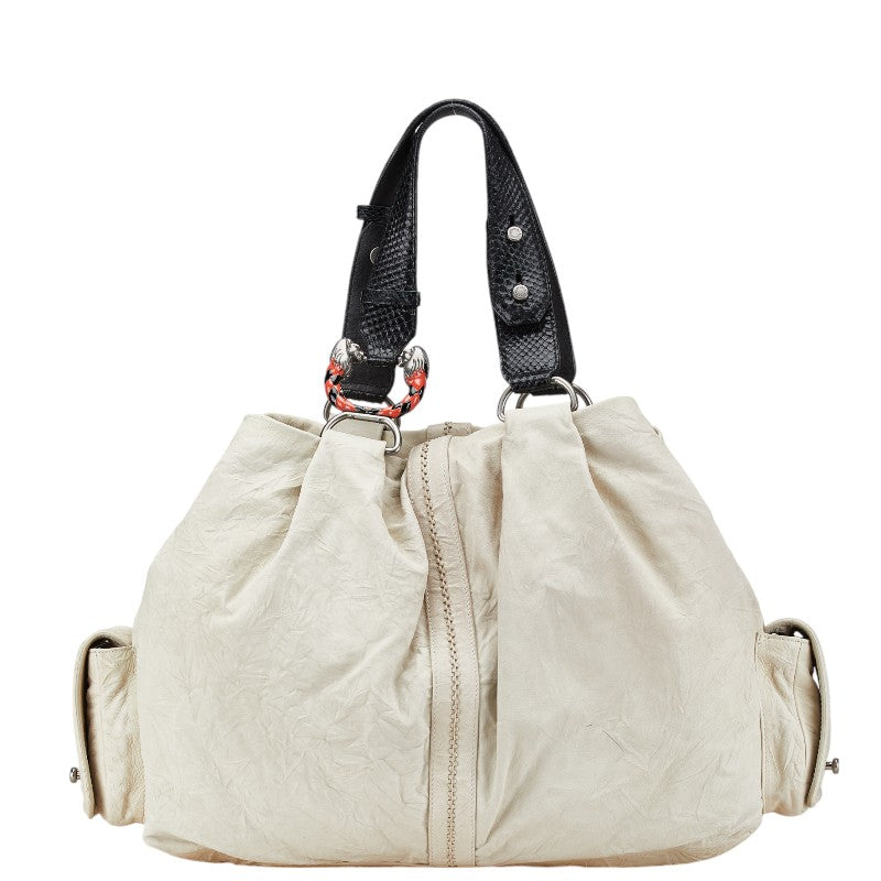 ブルガリ レオーニ ボストンバッグ グレージュ グレー レザー パイソン レディース BVLGARI 【中古】