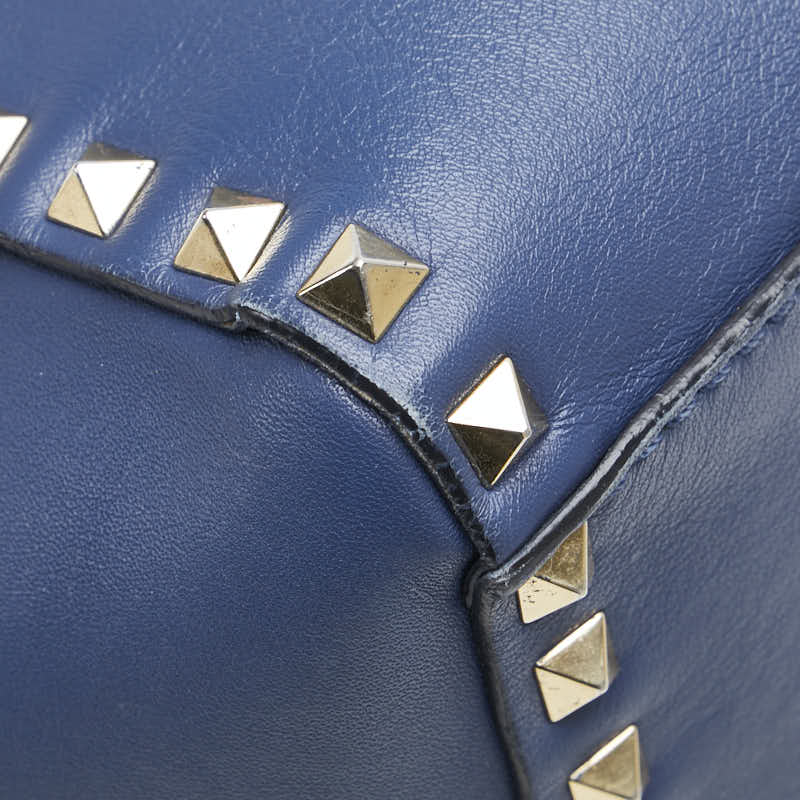 ヴァレンティノ ロックスタッズ ハンドバッグ ショルダーバッグ 2WAY ブルー レザー レディース VALENTINO 【中古】