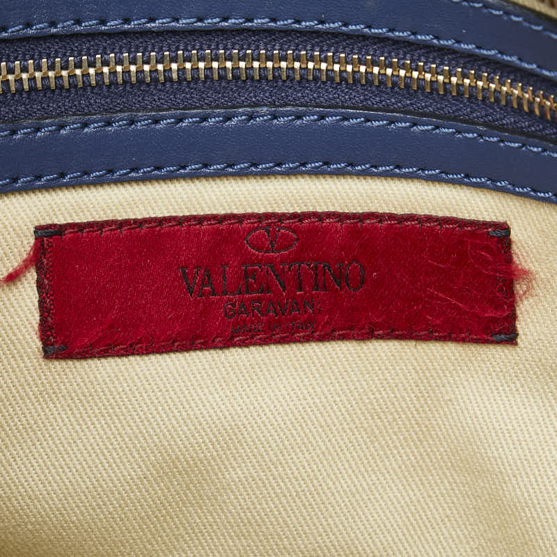 ヴァレンティノ ロックスタッズ ハンドバッグ ショルダーバッグ 2WAY ブルー レザー レディース VALENTINO 【中古】