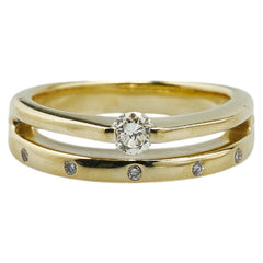 K18YG イエローゴールド ダイヤ0.22ct ダイヤ0.06ct リング 指輪 レディース 13.5号 【中古】