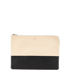 セリーヌ バイカラー クラッチバッグ ベージュ ブラック レザー レディース CELINE 【中古】