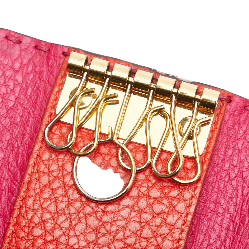 フェンディ セレリア 6連 キーケース 8AP079 ピンク レザー レディース FENDI 【中古】