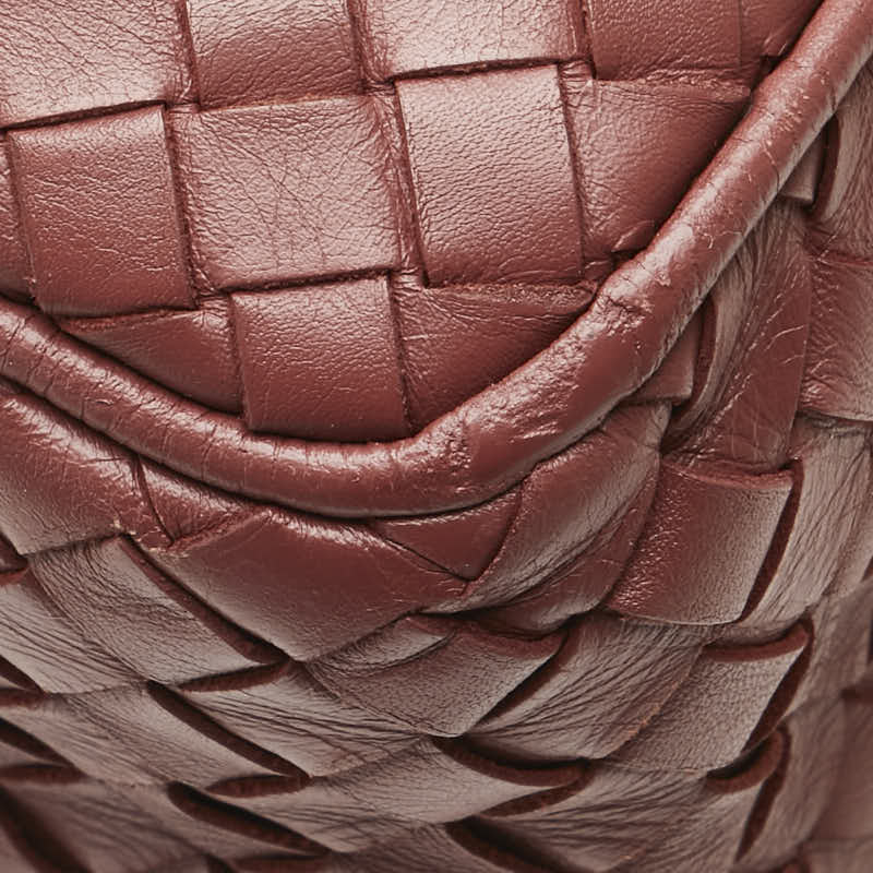 ボッテガヴェネタ イントレチャート 斜め掛け ショルダーバッグ レッド レザー レディース BOTTEGAVENETA 【中古】