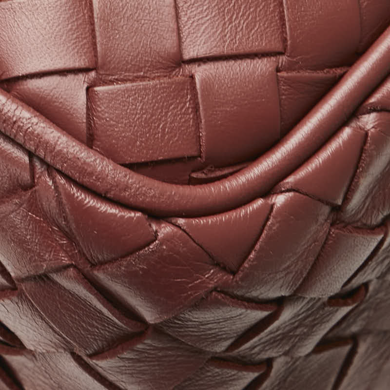 ボッテガヴェネタ イントレチャート 斜め掛け ショルダーバッグ レッド レザー レディース BOTTEGAVENETA 【中古】