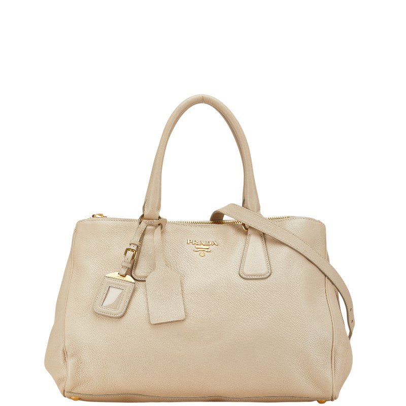 プラダ ハンドバッグ ショルダーバッグ 2WAY ベージュ レザー レディース PRADA 【中古】