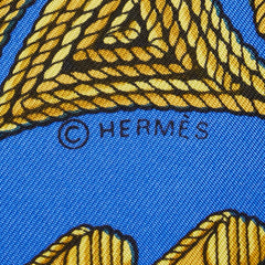 エルメス カレ90 ARABESQUES アラベスク スカーフ ブルー マルチカラー シルク レディース HERMES 【中古】