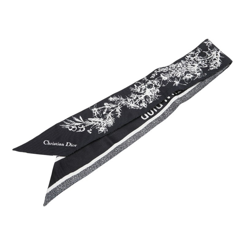 ディオール ミッツァ トワル ドゥ ジュイ フラワー スカーフ ブラック ホワイト シルク レディース Dior 【中古】