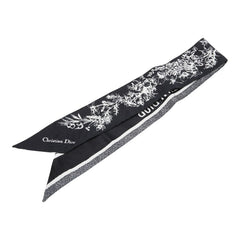 ディオール ミッツァ トワル ドゥ ジュイ フラワー スカーフ ブラック ホワイト シルク レディース Dior 【中古】