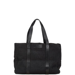 ブルガリ ロゴマニア トートバッグ ハンドバッグ ブラック キャンバス レザー レディース BVLGARI 【中古】
