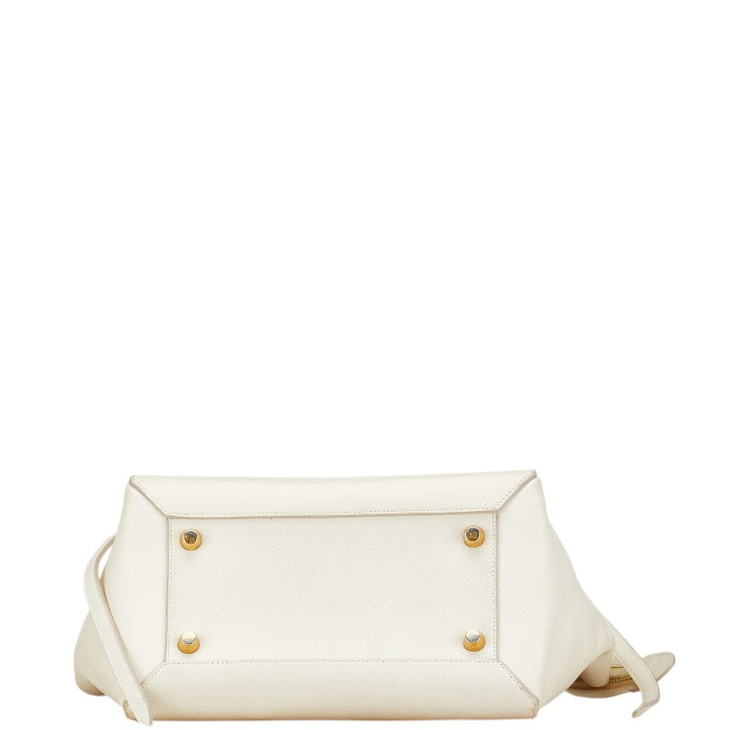 セリーヌ ベルトバッグ ハンドバッグ ショルダーバッグ 2WAY アイボリー レザー レディース CELINE 【中古】